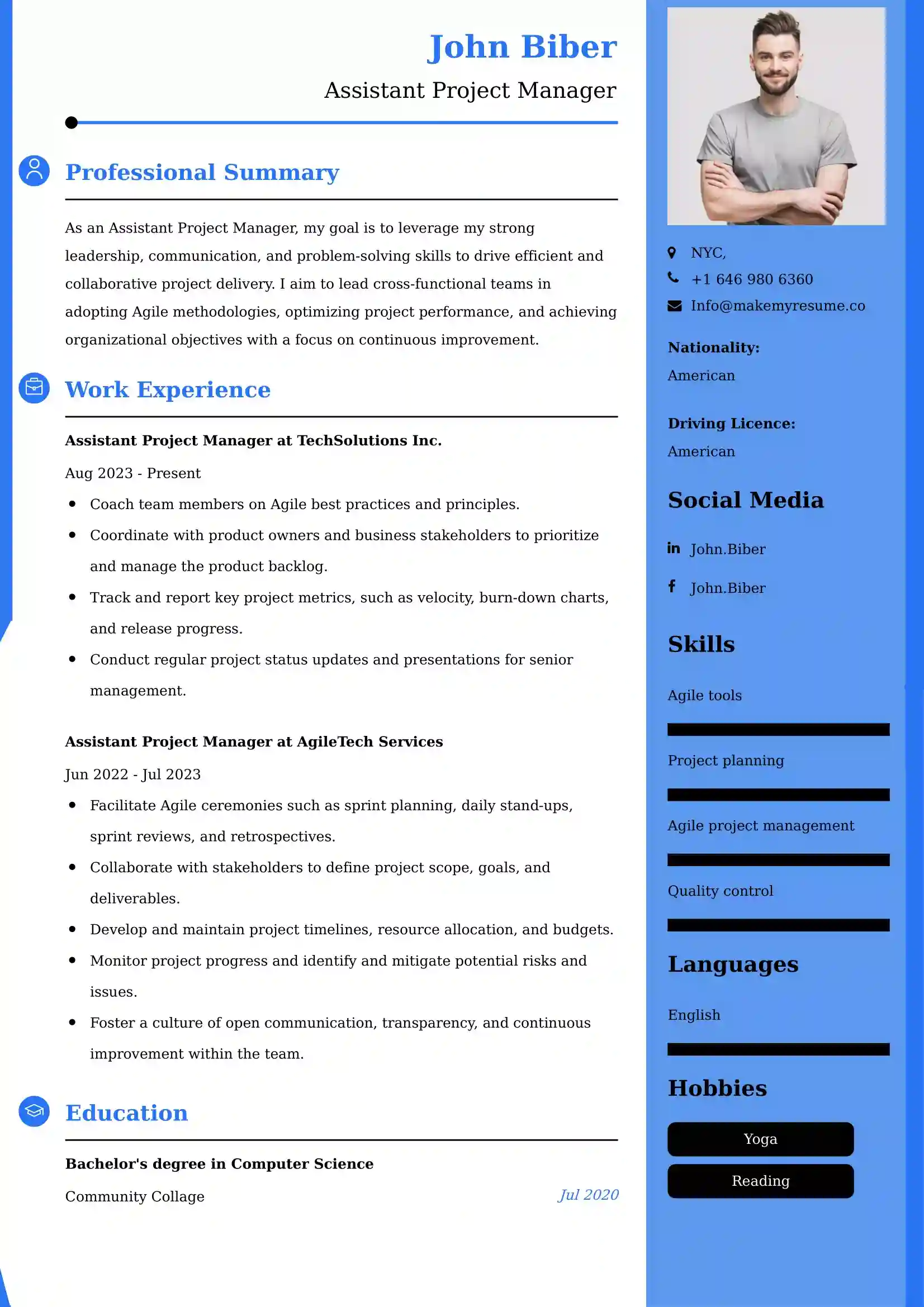 Assistant Project Manager Resume Examples for UK Jobs - Tips and Guide