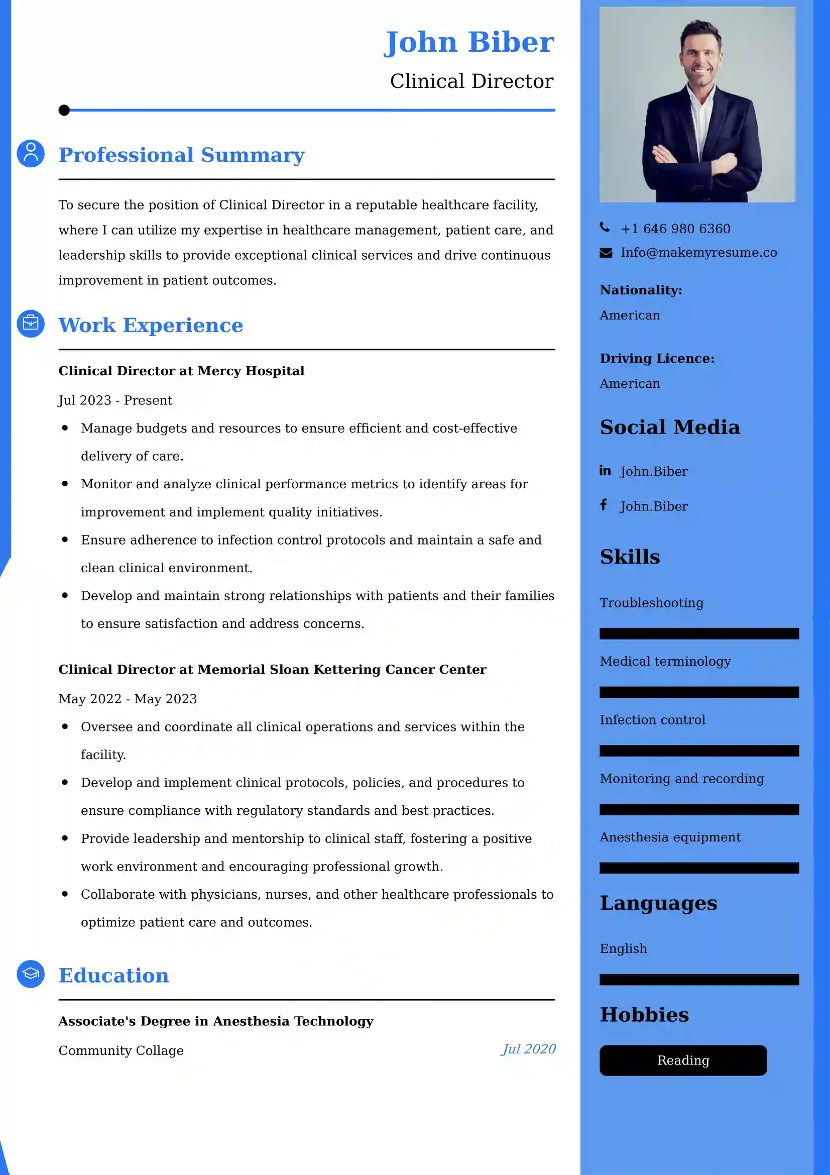 Clinical Director Resume Examples for UK Jobs - Tips and Guide