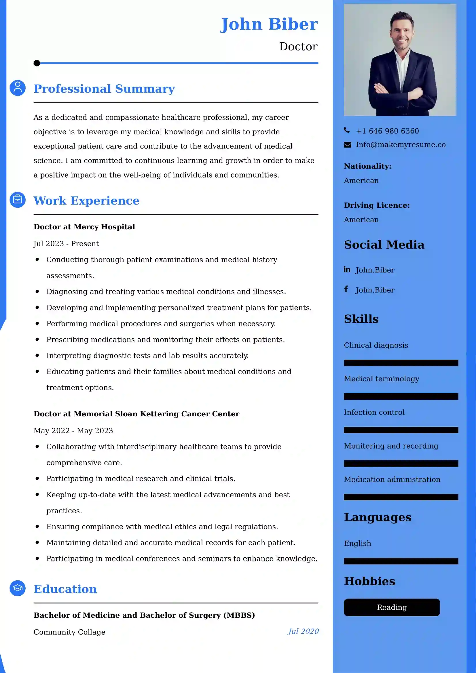 Doctor Resume Examples for UK Jobs - Tips and Guide