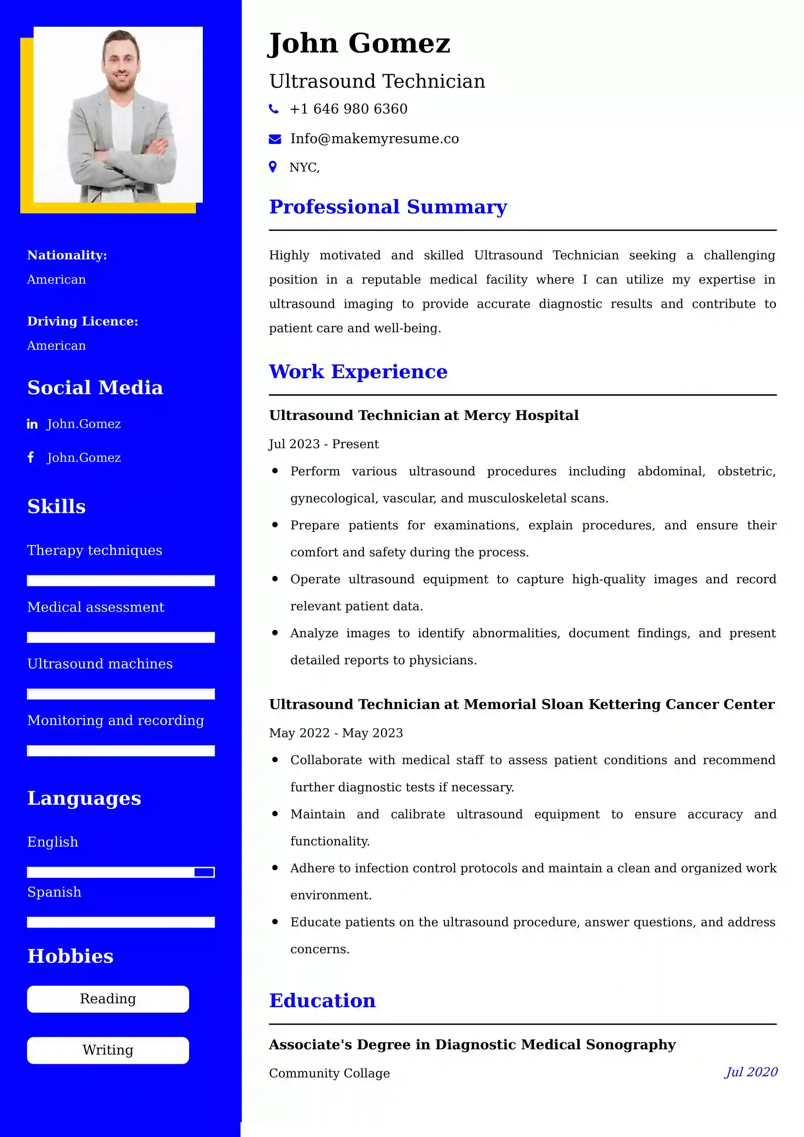 Ultrasound Technician Resume Examples for UK Jobs - Tips and Guide