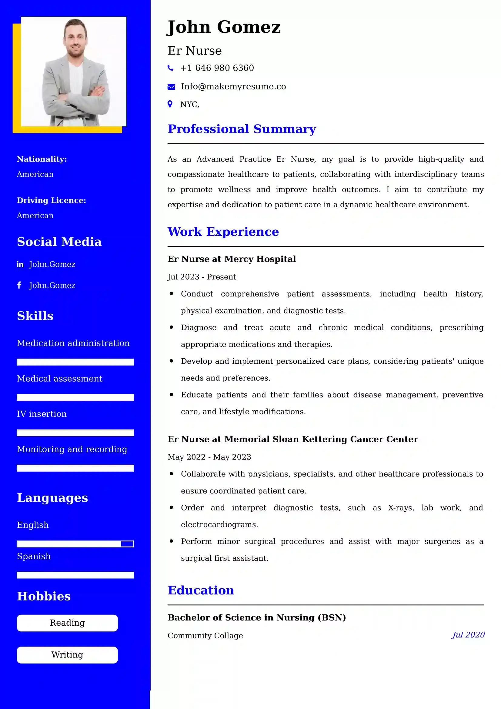 Er Nurse Resume Examples for UK Jobs - Tips and Guide