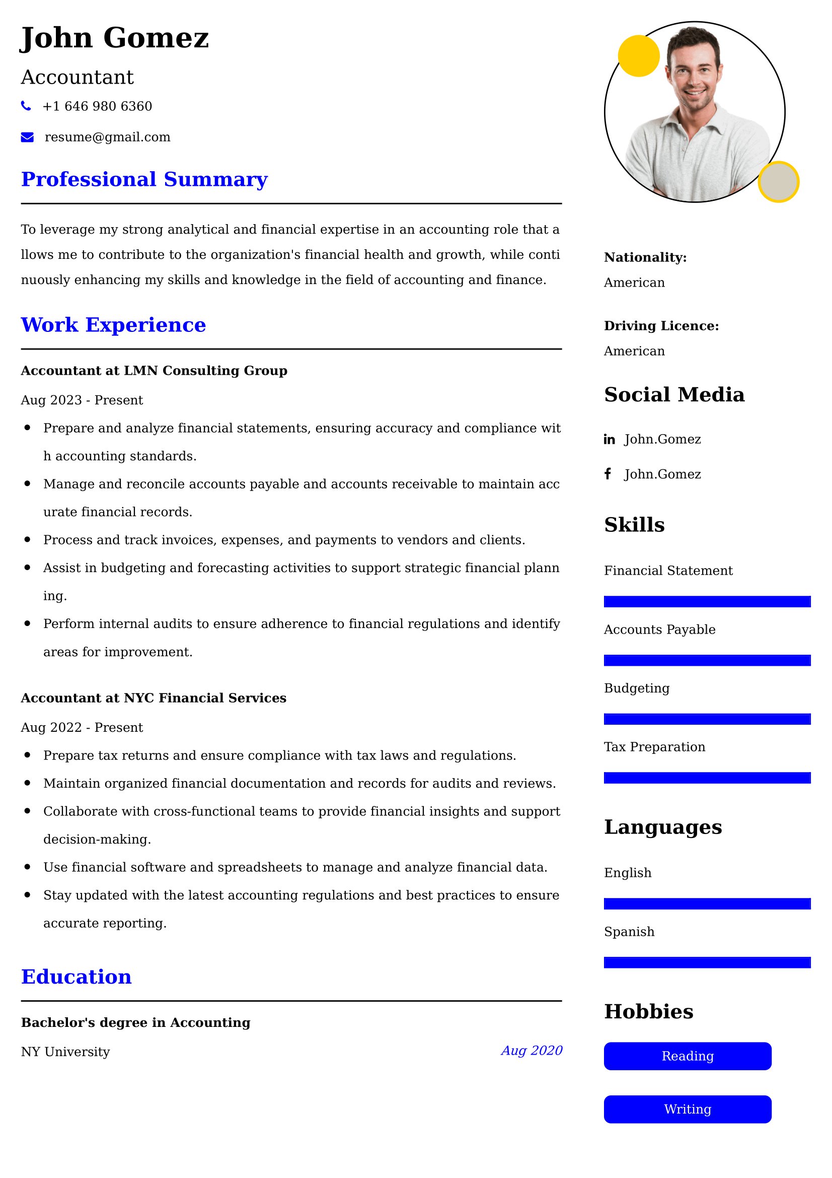Accounting CV Examples with 65+ Templates for ATS Success
