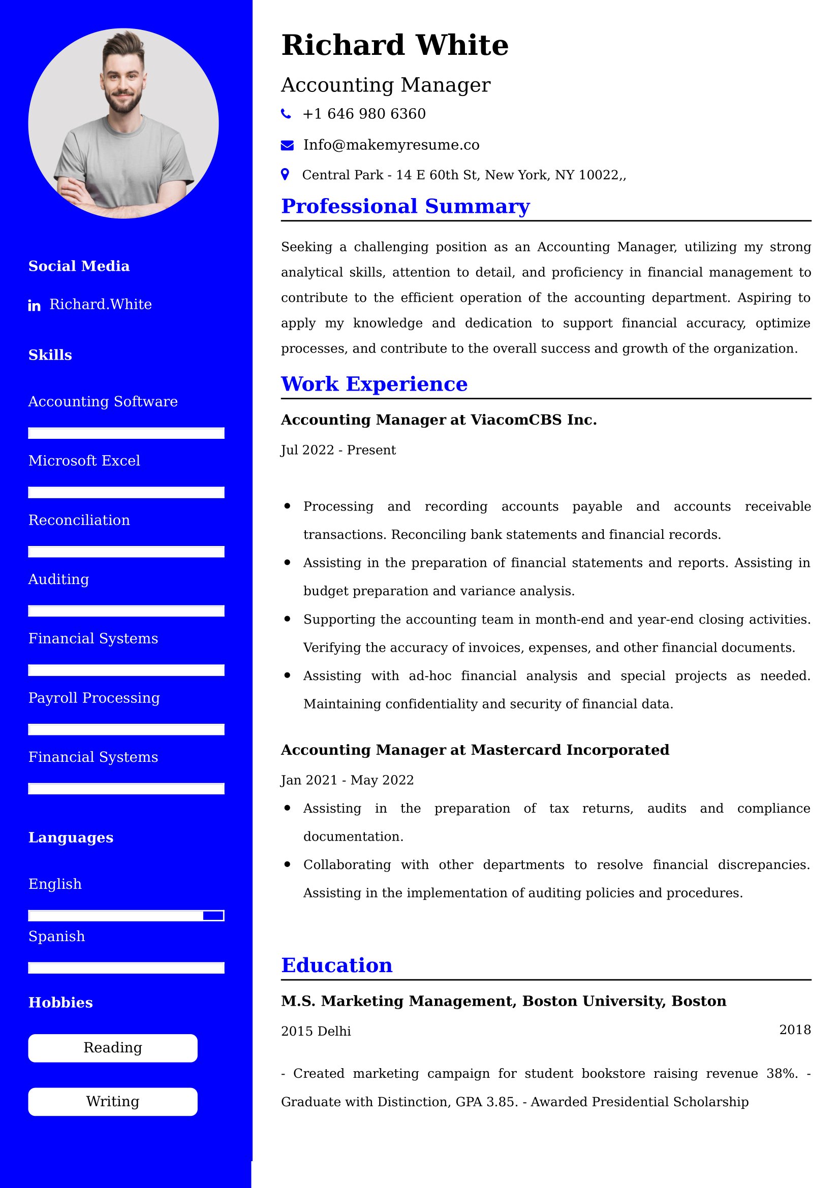 Accounting Manager Resume Examples for UK Jobs - Tips and Guide