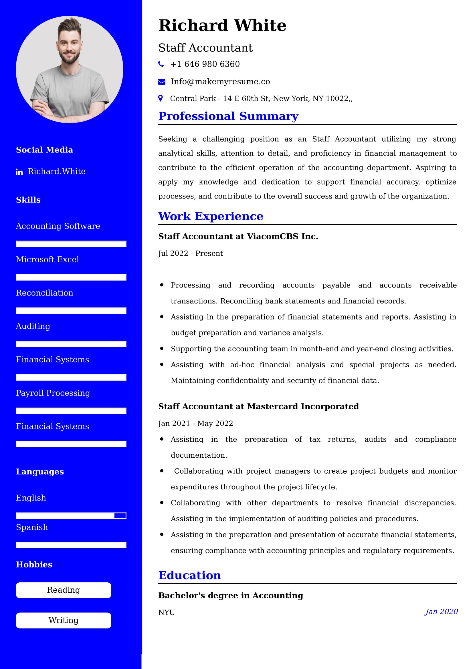 Staff Accountant Resume Examples for UK Jobs - Tips and Guide