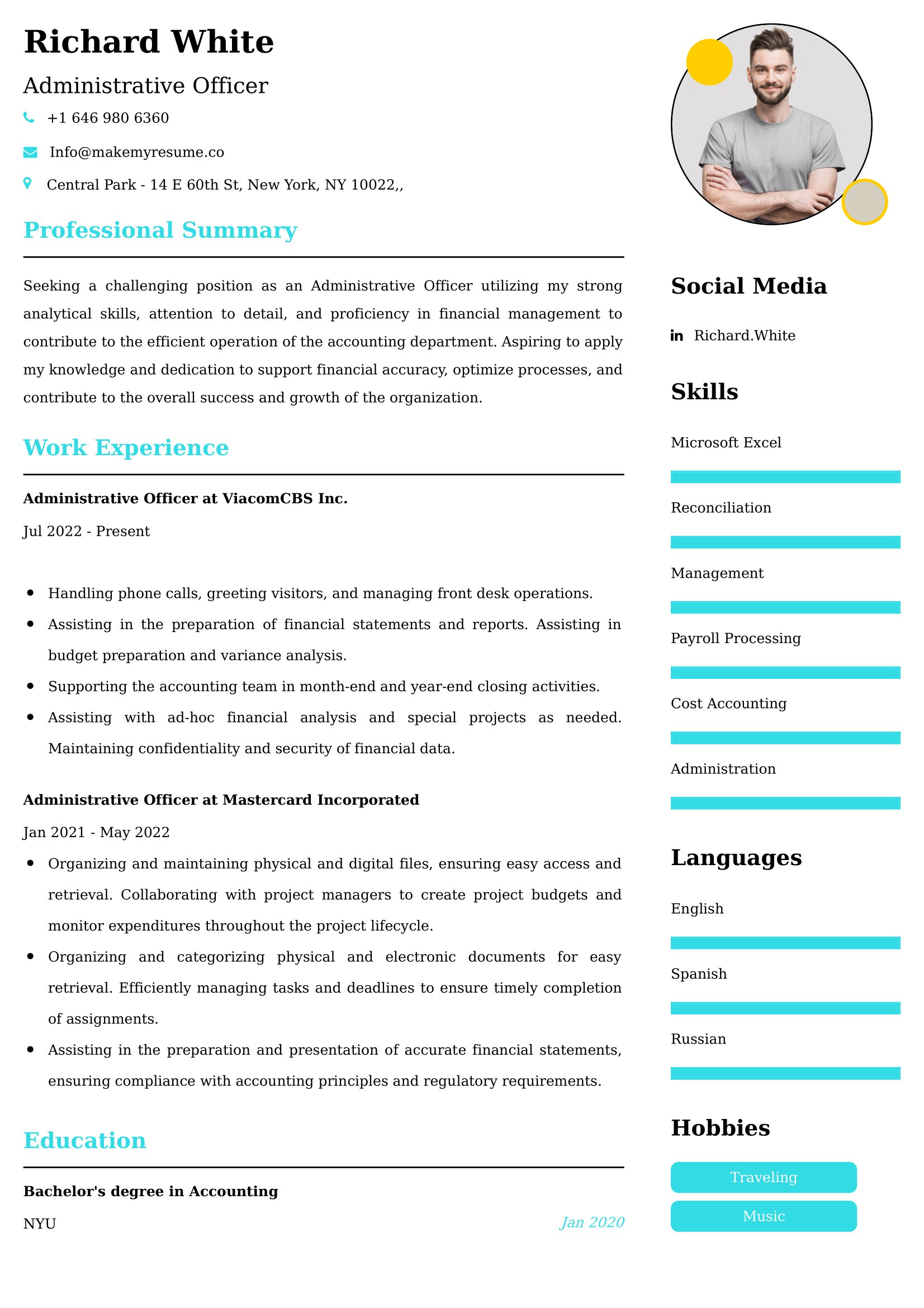 Administrative Officer Resume Examples for UK Jobs - Tips and Guide