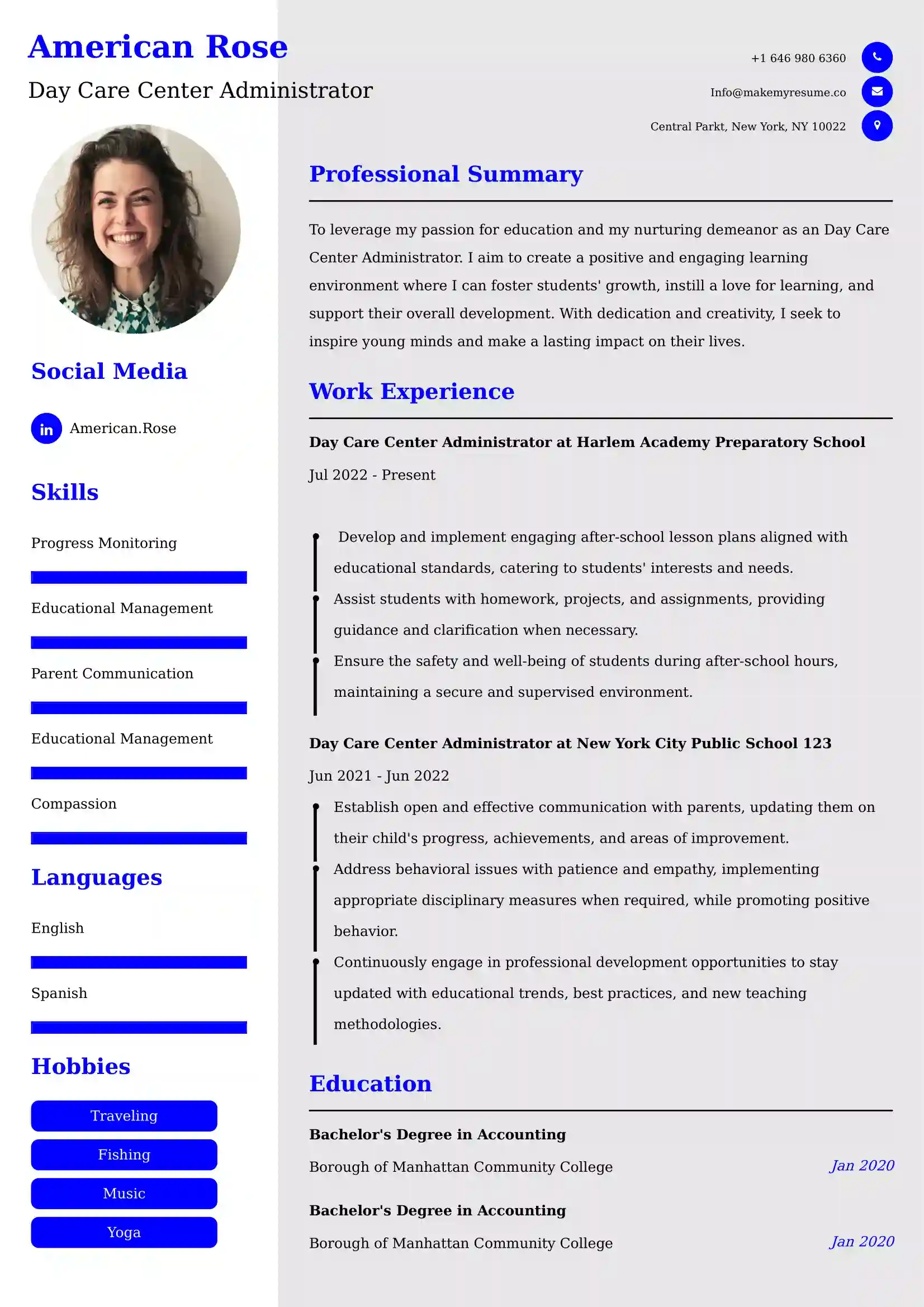 Day Care Center Administrator Resume Examples for UK Jobs - Tips and Guide