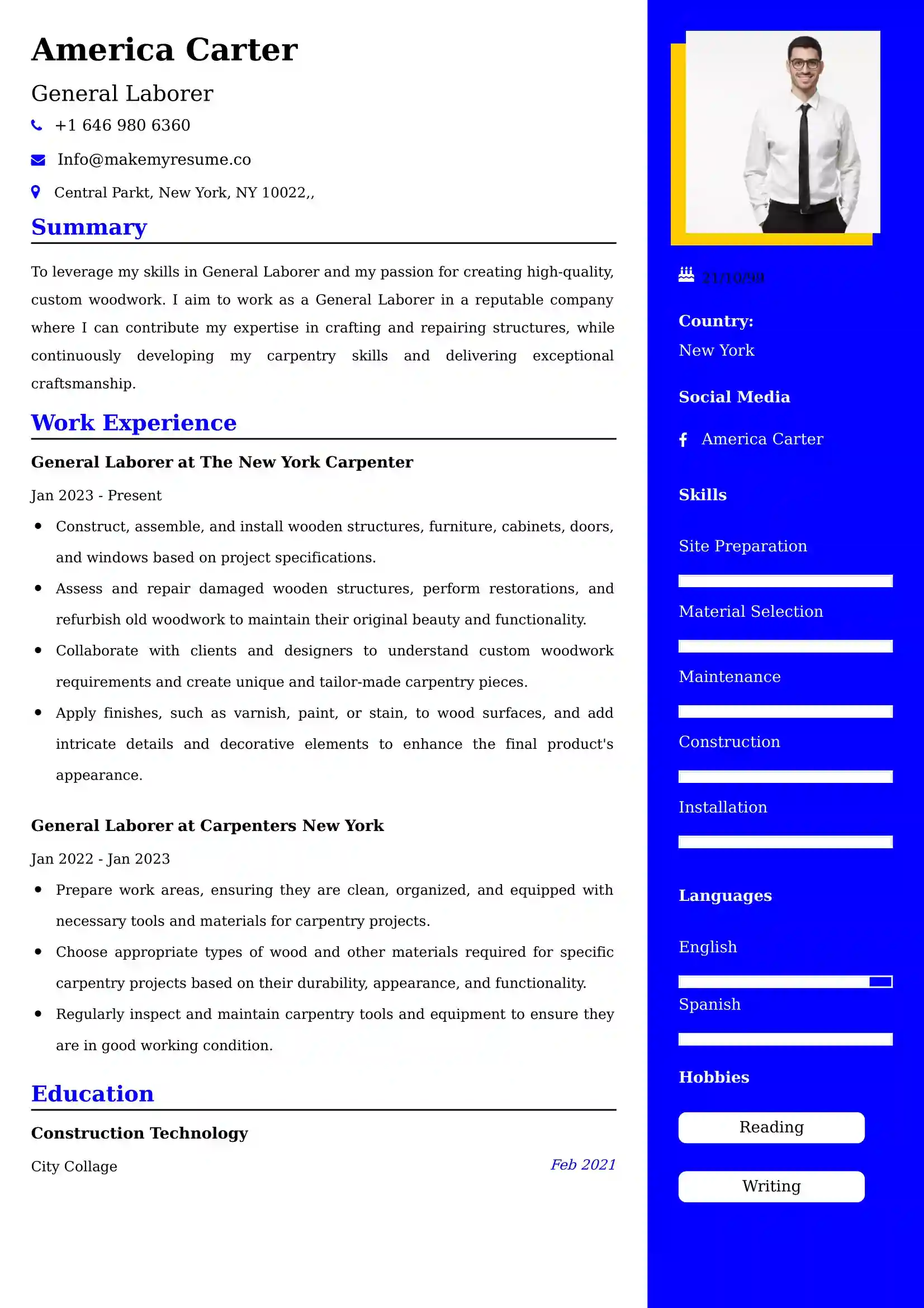 General Laborer Resume Examples for UK Jobs - Tips and Guide