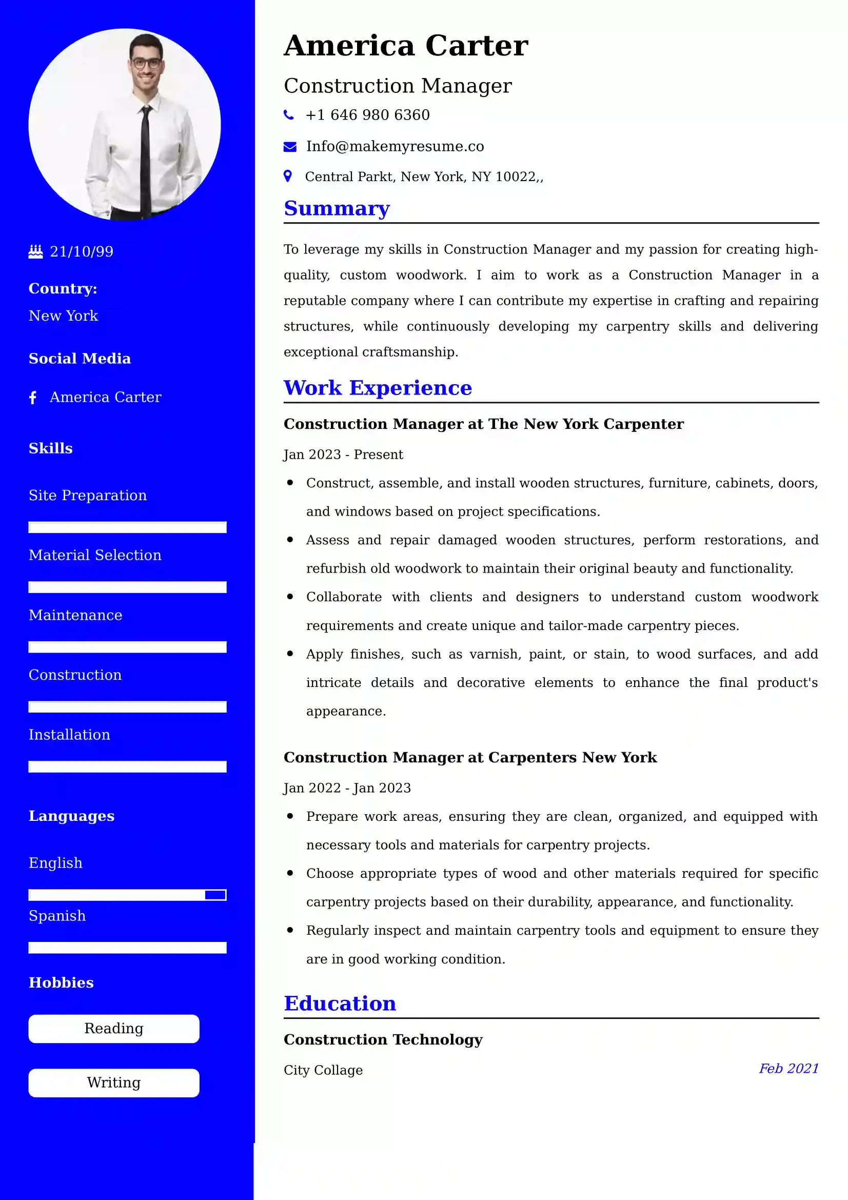 Construction Manager Resume Examples for UK Jobs - Tips and Guide