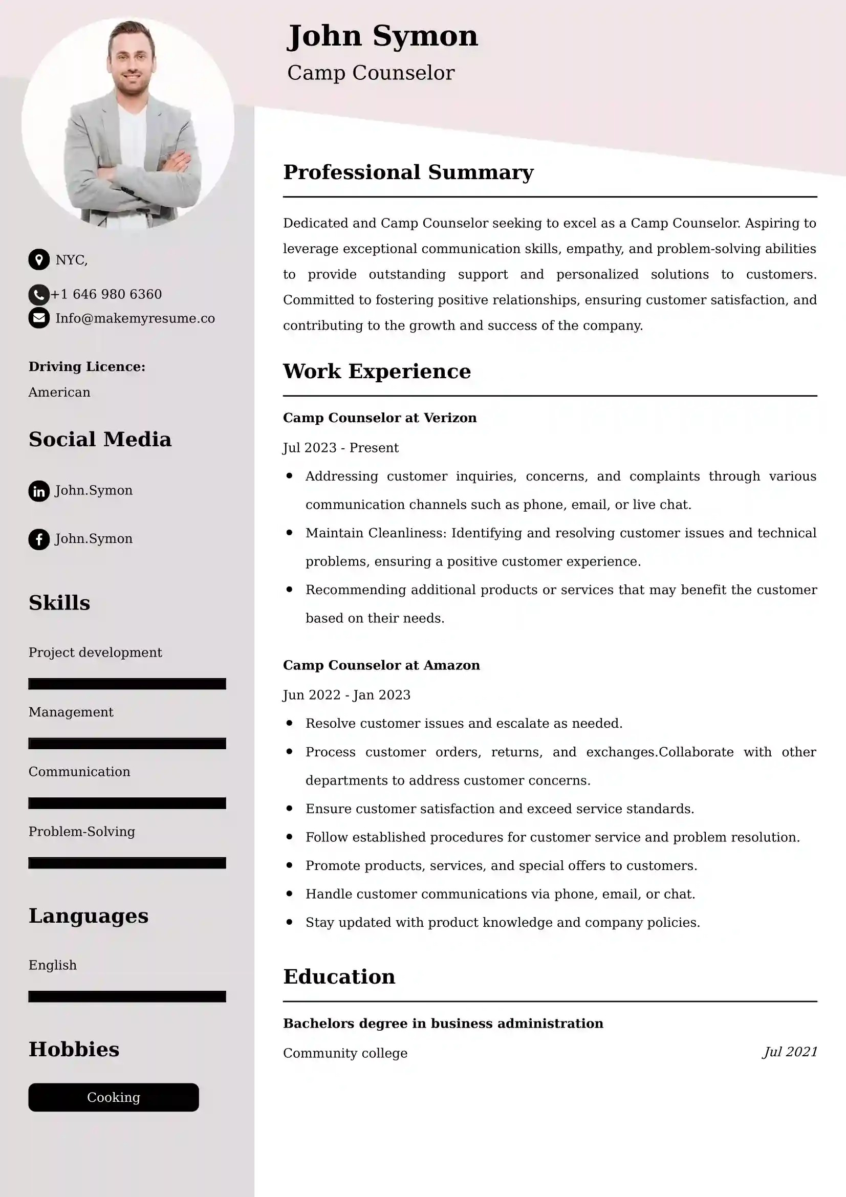 Camp Counselor Resume Examples for UK Jobs - Tips and Guide
