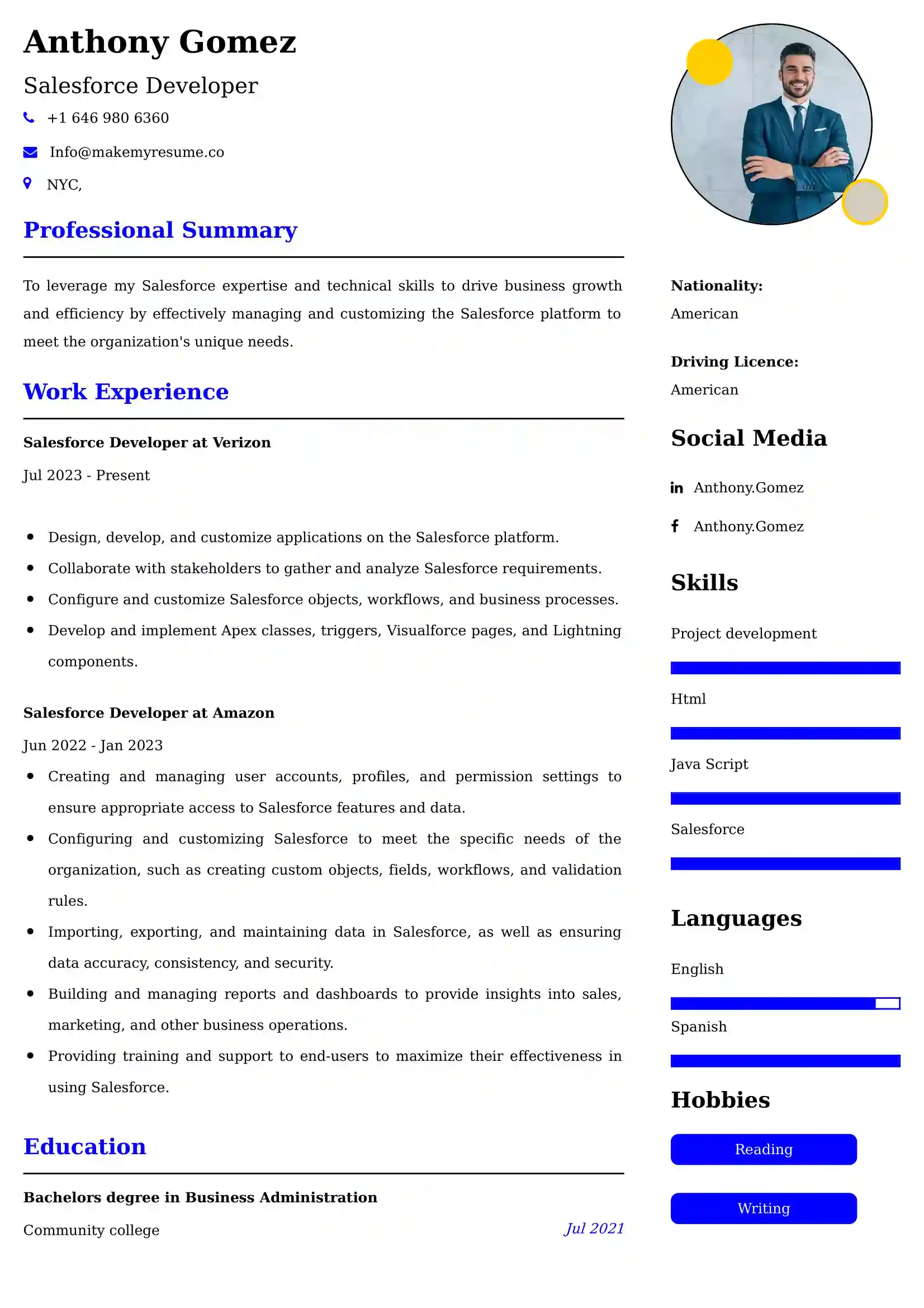 Salesforce Developer Resume Examples for UK Jobs - Tips and Guide