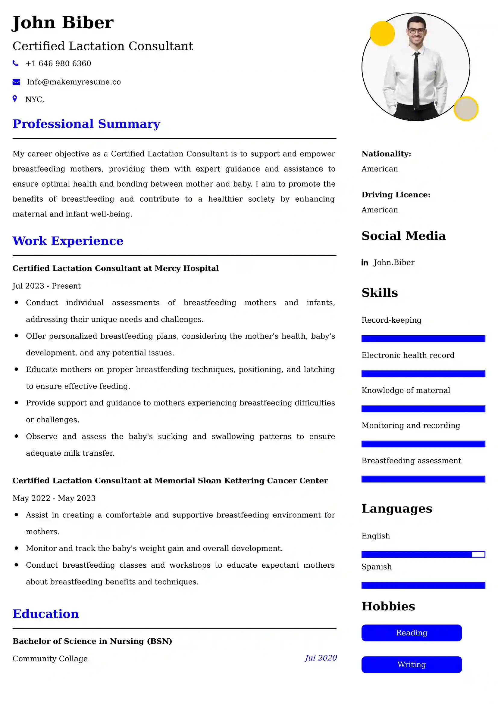 Certified Lactation Consultant Resume Examples for UK Jobs - Tips and Guide