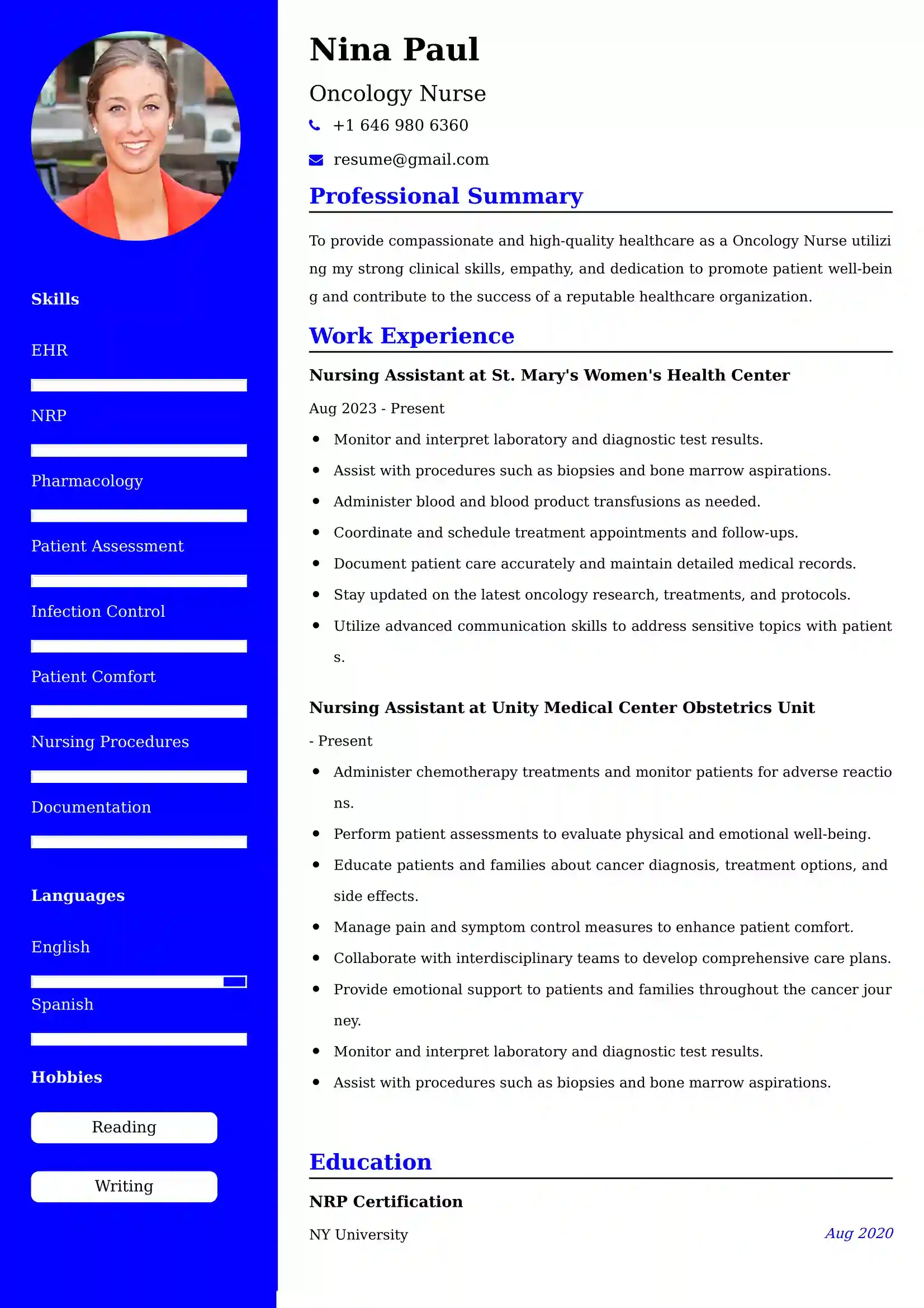 Oncology Nurse Resume Examples for UK Jobs - Tips and Guide