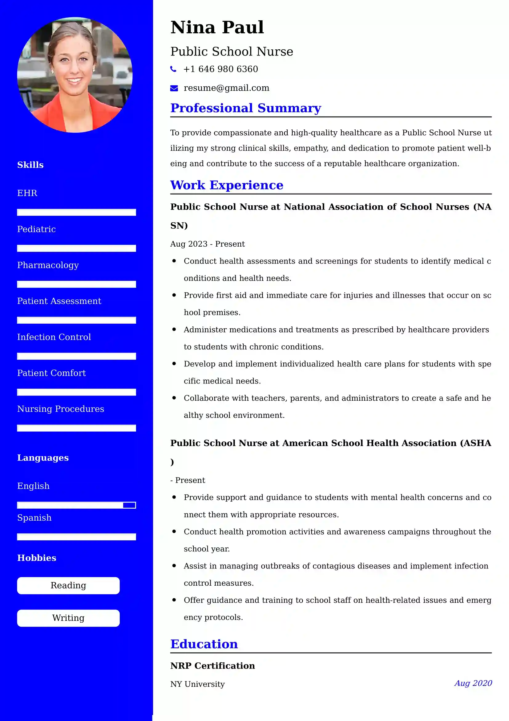 Public School Nurse Resume Examples for UK Jobs - Tips and Guide
