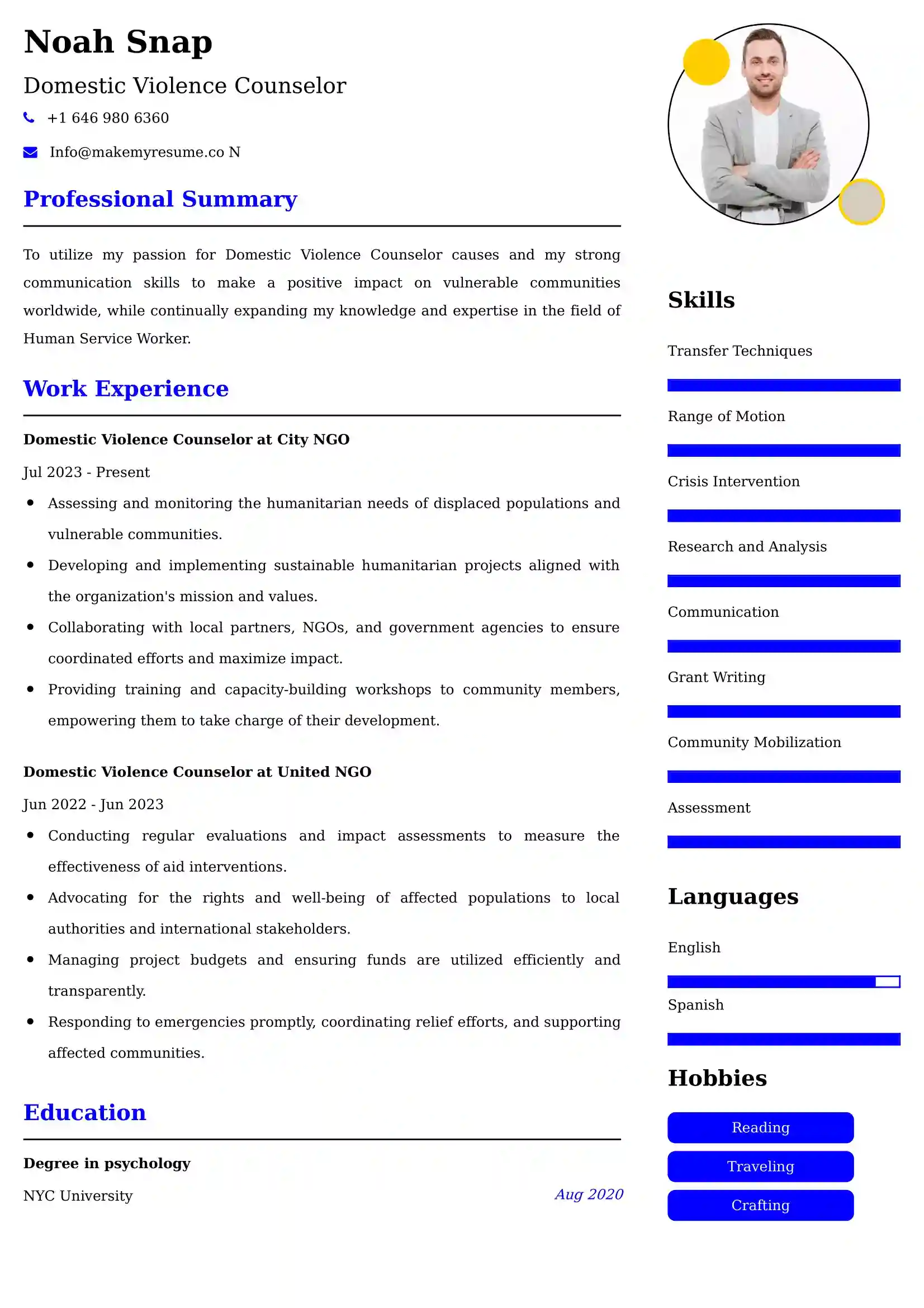 Domestic Violence Counselor Resume Examples for UK Jobs - Tips and Guide