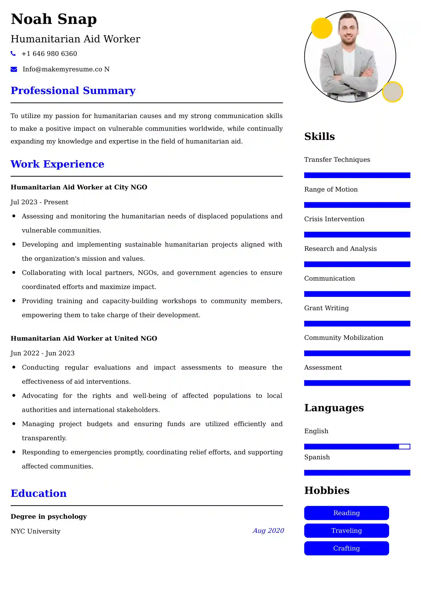 Humanitarian Aid Worker Resume Examples for UK Jobs - Tips and Guide