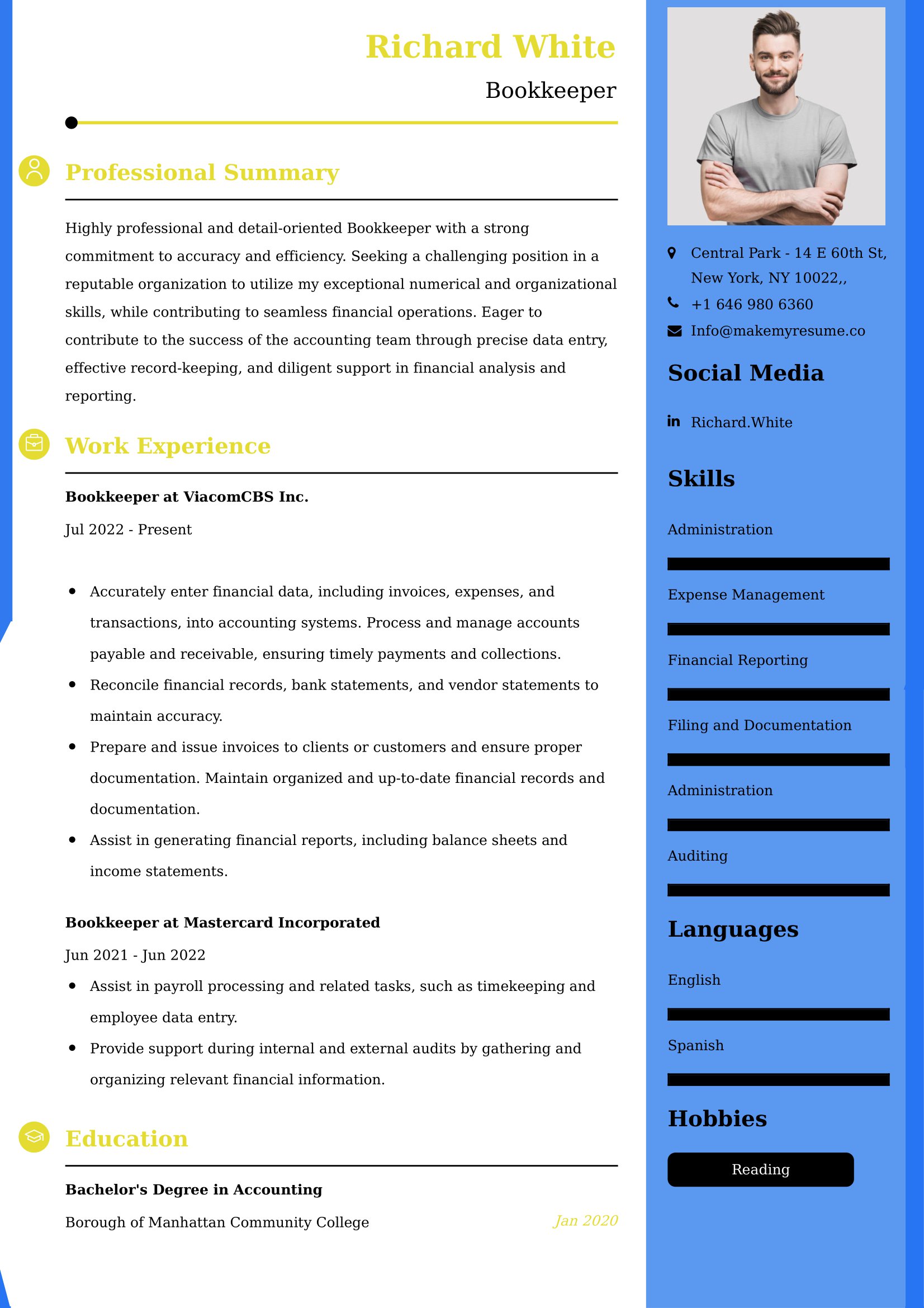 Bookkeeper Resume Examples for UK Jobs - Tips and Guide