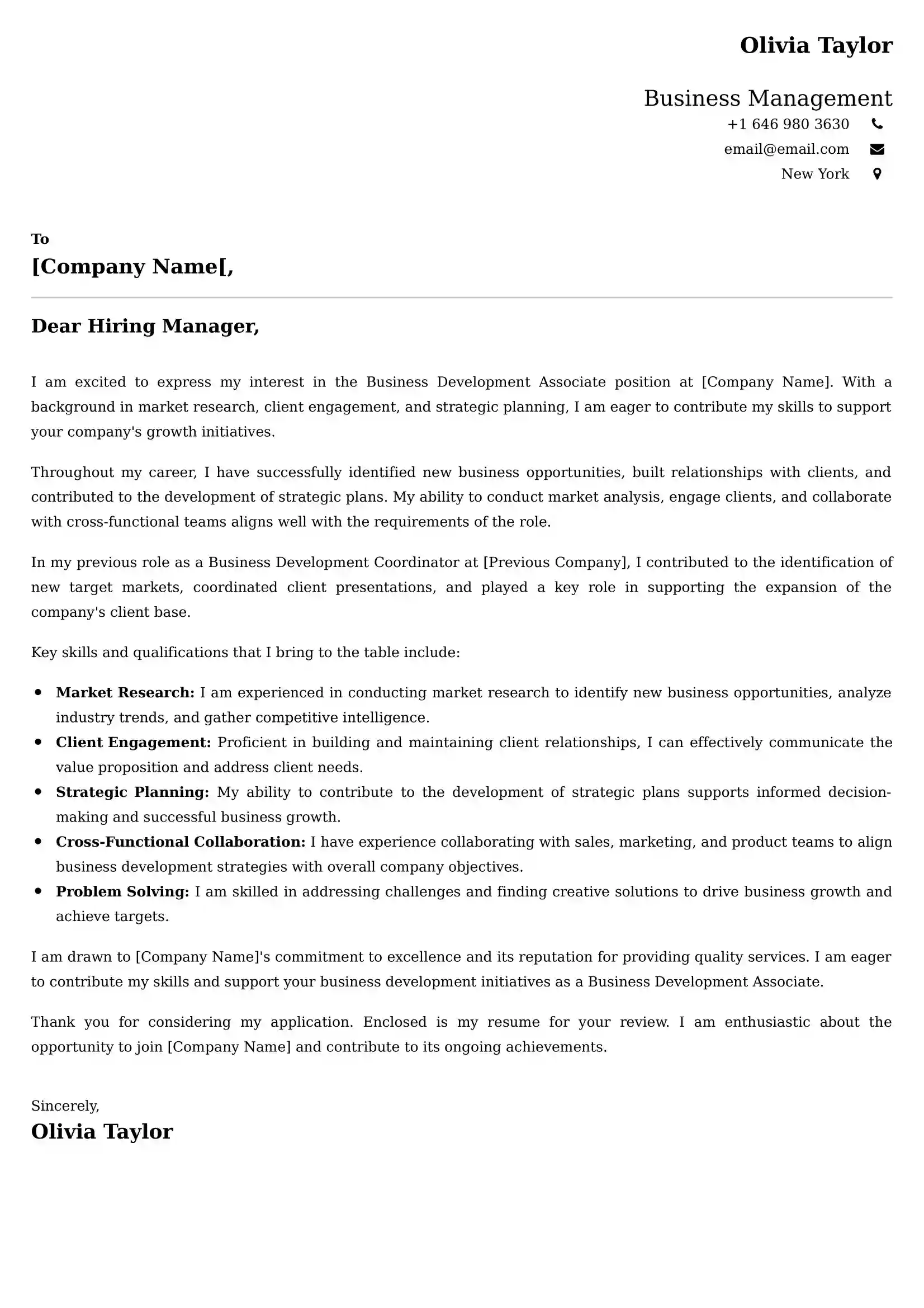Business Management Cover Letter Examples for UK 